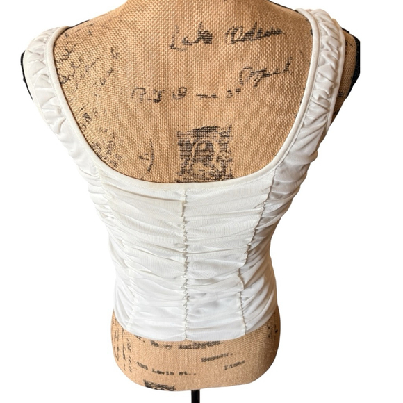 Shinestar White Ruched Tank Top Size L - Picture 6 of 7